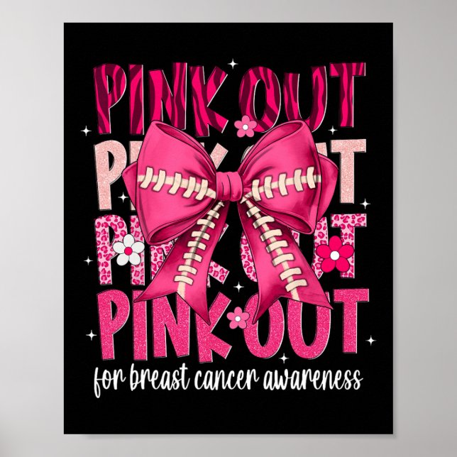 Rosa ut Breast Cancer Month Footette Bow M Poster (Framsidan)