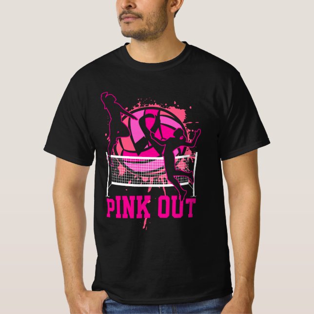 Rosa ut Bump Set Spike Volleyball Breast Cancer A T Shirt (Framsida)