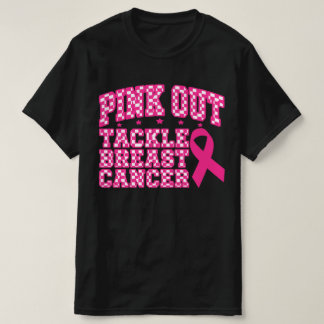 Rosa Ut Tackla Bröstcancer Fotboll Medvetna Män T Shirt