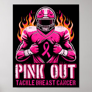 Rosa ut tackle bröstcancer fotboll medvetna män poster