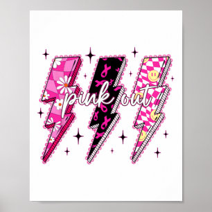 Rosa ut utcheckad blixt Bult Breast Cancer Aw Poster
