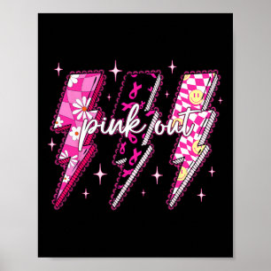 Rosa ut utcheckad blixt Bult Breast Cancer Aw Poster