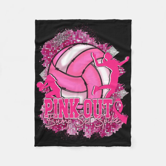 Rosa ut Volleybyll Rosa Ribbon Breast Cancer Awar Fleecefilt (Framsidan)