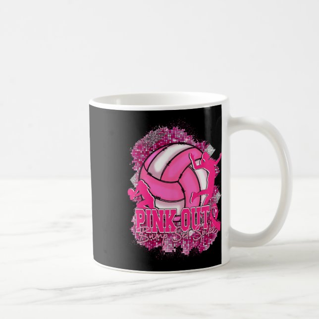 Rosa ut Volleybyll Rosa Ribbon Breast Cancer Awar Kaffemugg (Höger)