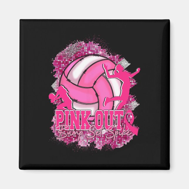 Rosa ut Volleybyll Rosa Ribbon Breast Cancer Awar Magnet (Framsidan)