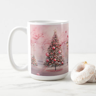 Rosa utanför julscenen kaffemugg