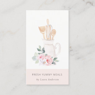 Rosa Utensils Catering Blommigt Roller Whisk Visitkort