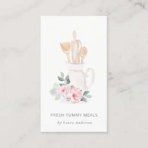 Rosa Utensils Catering Blommigt Roller Whisk Visitkort