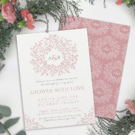rosa utnyttjar löv monogram par dusch inbjudningar