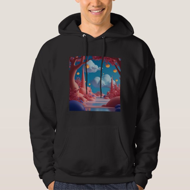 Rosa utomstadvärld hoodie (Framsida)