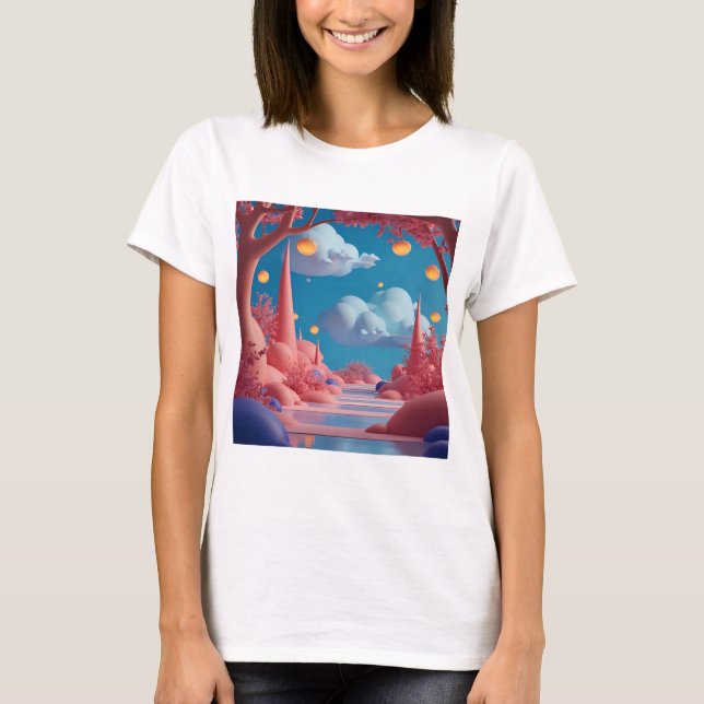 Rosa utomstadvärld t shirt (Framsida)