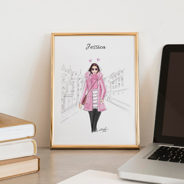 rosa, utskrivbar, mode-skiss. poster (Skapare uppladdad)