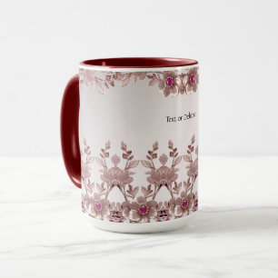 Rosa utsmyckad blomkruka mugg