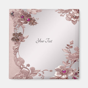 Rosa utsmyckad blomster magnet
