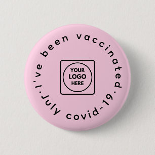 Rosa Vaccinerad Logotyp Modern Covid-19-Medveten Knapp