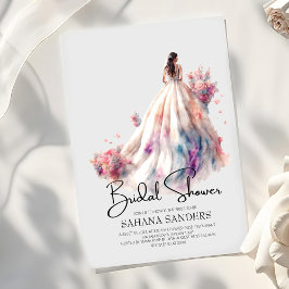 Rosa Vacker Blommigt Bröllop Dress Möhippa Inbjudningar