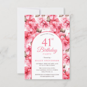 Rosa vacker trädgård blomsterbåge chic 41-årsdag inbjudningar
