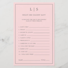 Rosa Vad sa pappa om Cute Baby Shower-spel