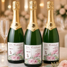 Rosa våg & Blommig Bordnummer Gnistrande Vin