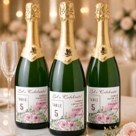 Rosa våg & Blommig Bordnummer Gnistrande Vin