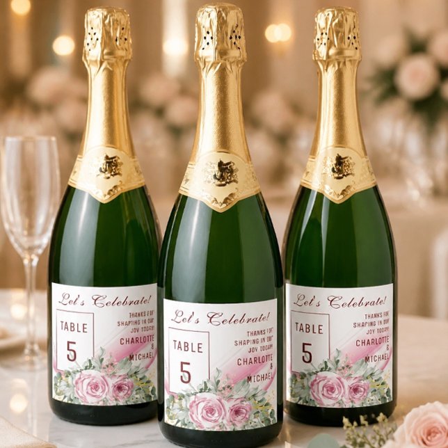 Rosa våg & Blommig Bordnummer Gnistrande Vin  (Skapare uppladdad)