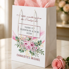 Rosa våg & Blommig bröllopspresentväska