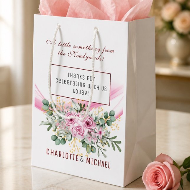 Rosa våg & Blommig bröllopspresentväska (Skapare uppladdad)
