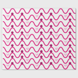 Rosa Vågar & Hearts Mönster Wrapping Papper Presentpapper