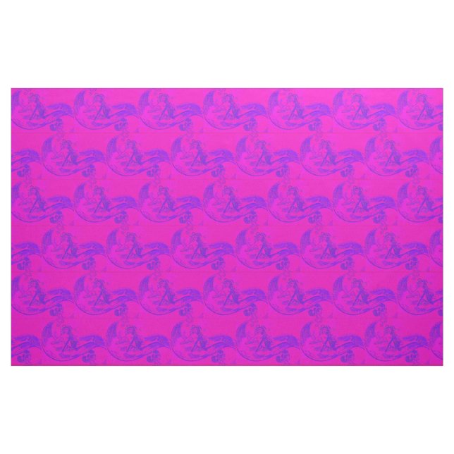 rosa-vågen sjöjungfruar mönster tyg (Fat Quarter)