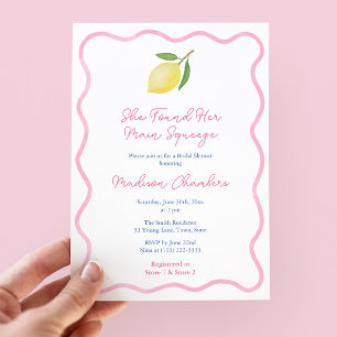 Rosa vågig kant Huvud squeeze Citroner Bröllopsdus Inbjudningar