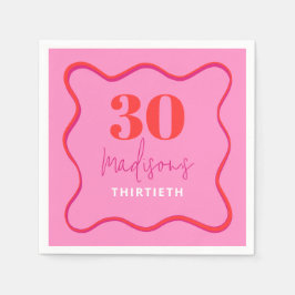 Rosa Vågigt 30års födelsedag Party Pappersservett
