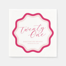 Rosa Vågigt Curvy Squiggly Girls 21:a födelsedagen