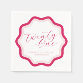 Rosa Vågigt Curvy Squiggly Girls 21:a födelsedagen Pappersservett