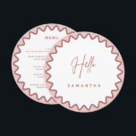 Rosa Vågigt Gräns-menykort med Namn Meny<br><div class="desc">Designat att samordna med vår Vågigt Gräns Collection, med det här moderna menykortet med namn, finns trendiget och det populära vågigt gräns i rosa färg på vit bakgrund. Om du vill fånga din gästs uppmärksamhet med en popup på färg på inbjudan till trendiget är den här sviten perfekt för dig....</div>