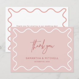 Rosa Vågigt Gräns tackkort Tack Kort