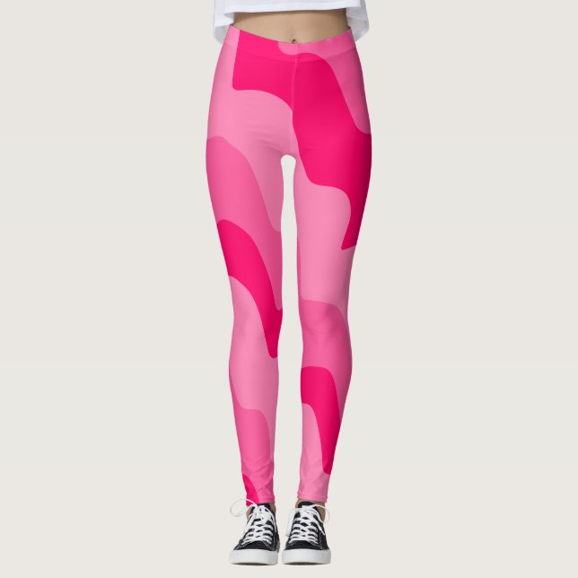 Rosa vågigt havets vinkara gradient leggings (Framsida)
