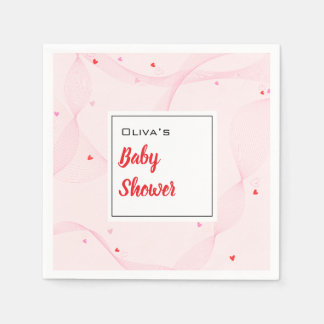 Rosa vågigt linjer med söta Pappersservett