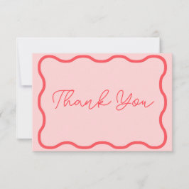 Rosa Vågigt Retro Bröllop Tack Kort