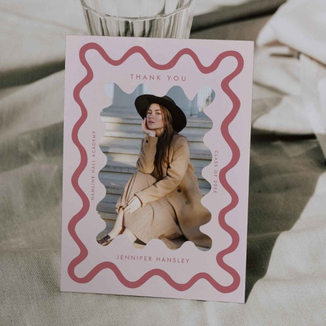  Rosa Vågigt snabbt Linje Studenten Tack Meddelande (Skapare uppladdad)