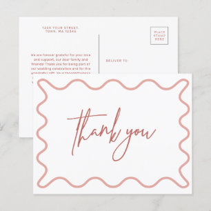 Rosa Vågigt vykort för Gräns Tack