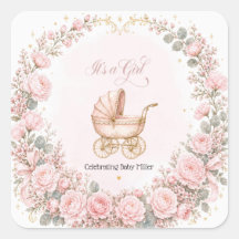 Rosa vagn Det är en flicka Baby Shower Personlig
