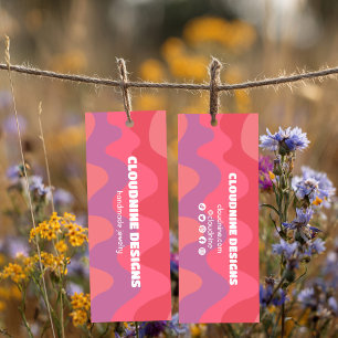 Rosa vågor Hangtag Smycken Displaykort Litet Visitkort
