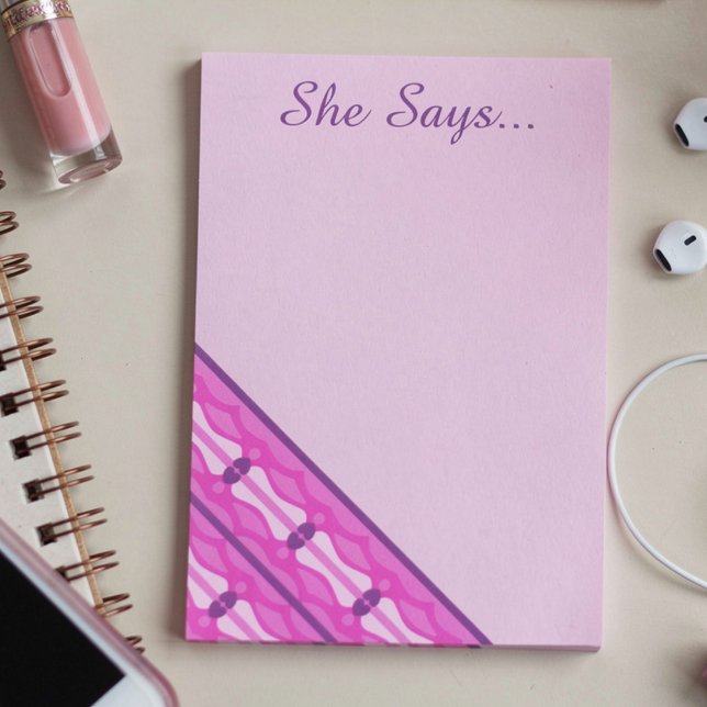 Rosa vågor och lila hjärtan post-it block (Pretty, pink and Oh so girly. Fun stationery for your everyday needs.)