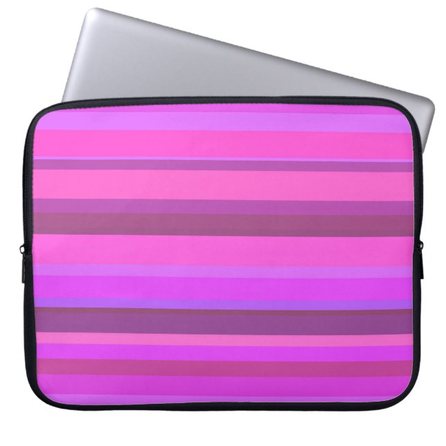 Rosa vågrät rand laptop sleeve (Framsidan)