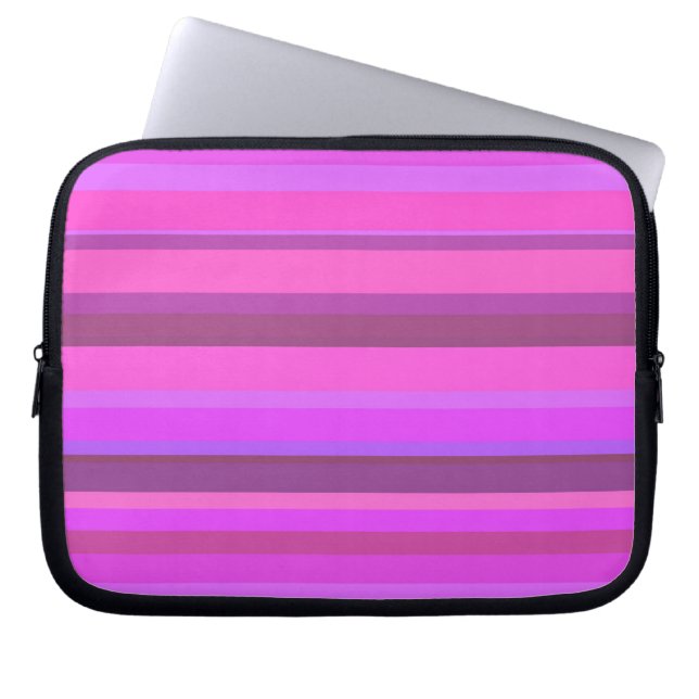 Rosa vågrät rand laptop sleeve (Framsidan)