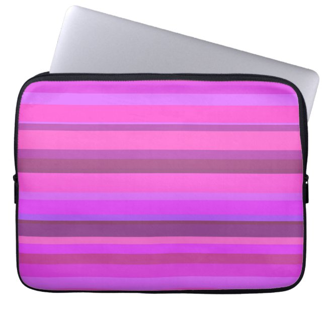 Rosa vågrät rand laptop sleeve (Framsidan)