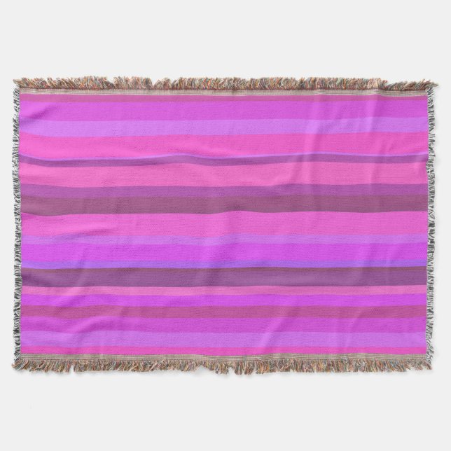 Rosa vågrät rand mysfilt (Framsidan)
