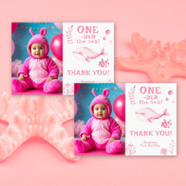 Rosa val under havet 1-års födelsedag tack kort