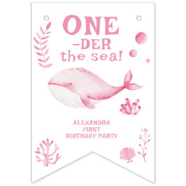 Rosa val under havet 1-års födelsedag vimplar