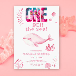 Rosa val under havet 1-årsdag inbjudningar